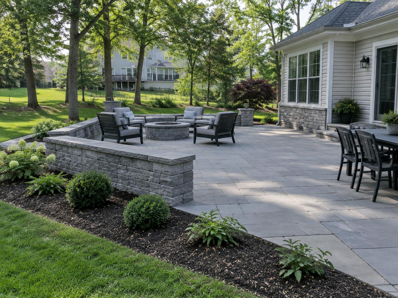 Finished outdoor stone patio